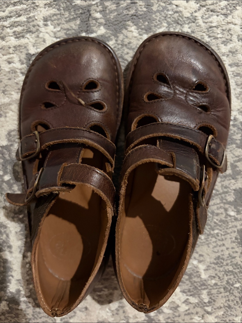 Classic Brown Leather Mary Jane Kids Dress Shoes with Buckle